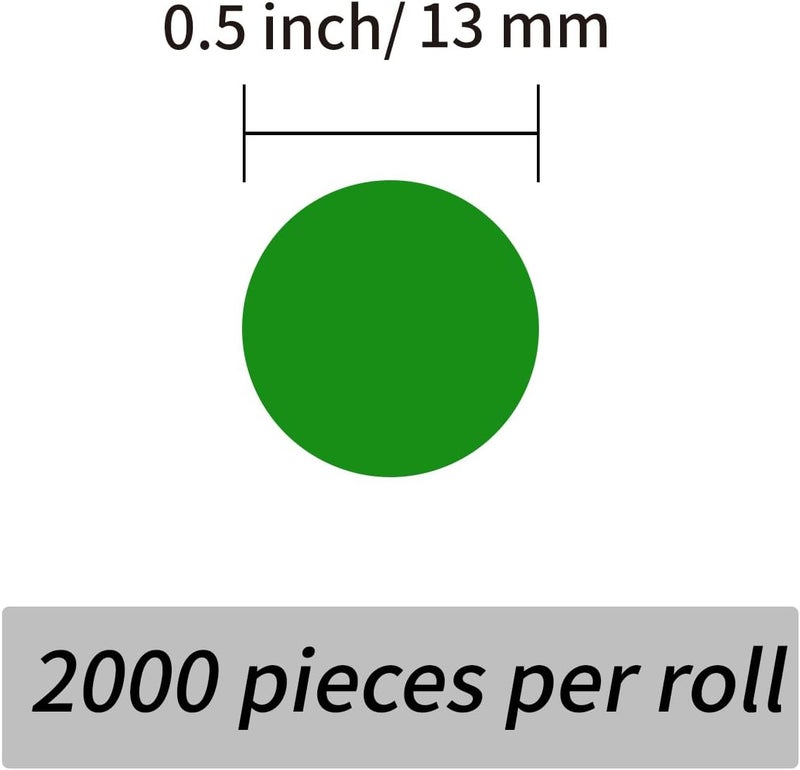 Yeachlaing 2000 Pieces 0.5 Inch Round Color Coding Labels,Circle Dot Stickers Used for Classroom Office and More,with Perforation Line (Green) - Image 2